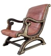 Vintage leather bone inlay chair